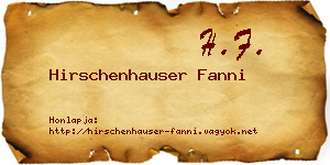 Hirschenhauser Fanni névjegykártya